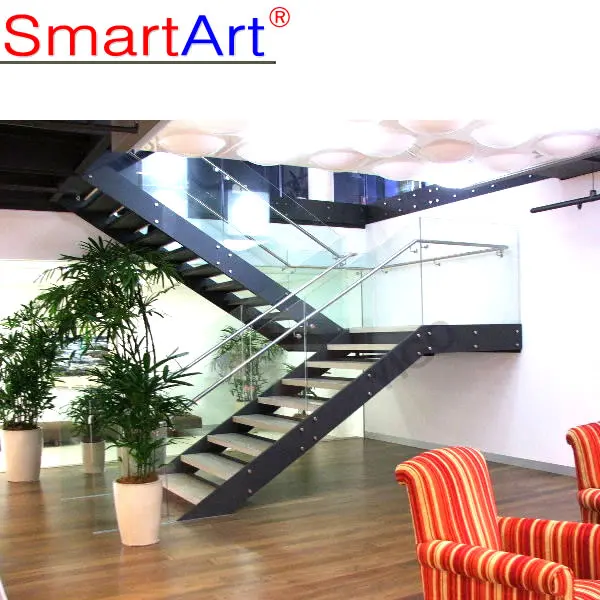 
aluminum stair stringers/wood staircase treads 