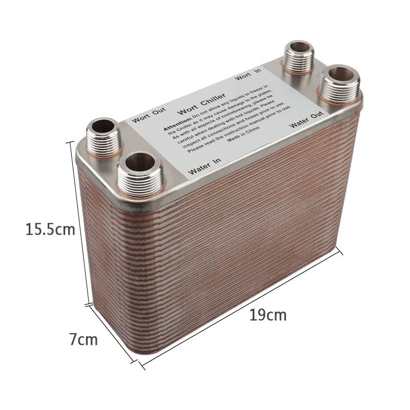 
Home Brewing 60 Plates Heat Exchanger Beer Wort Chiller Cooler 304 Stainless Steel 1/2