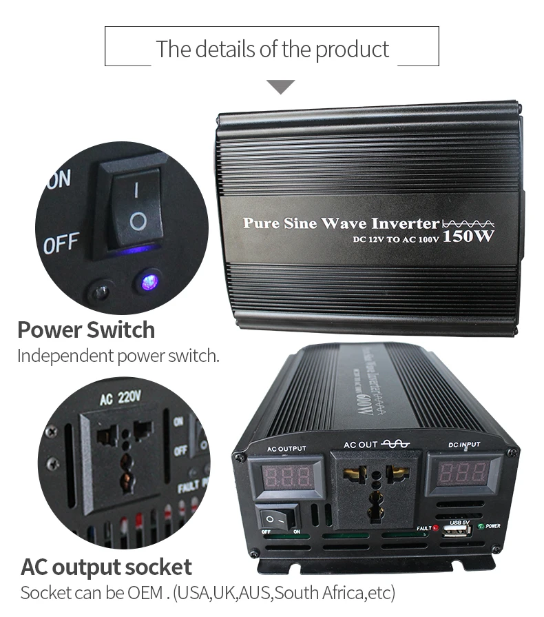 New color dual display universal socket single phase 220v 50hz 110v 60hz charger converter