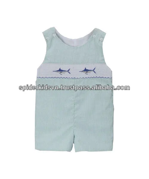 Blue Stripes Smocked Marlin Boys Jon Jon
