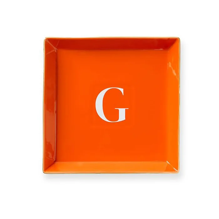 Wedding Decorative Custom Ring Trinket Tray Gold Rim Ceramic Jewelry Dish Plate