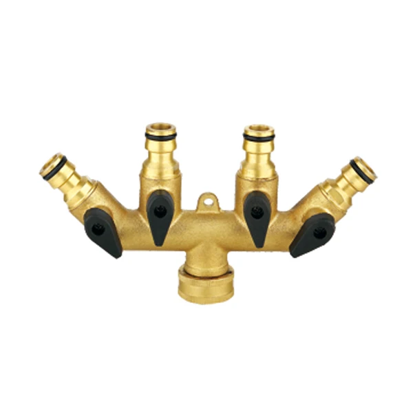 High Quality Brass manifold 4 Way Garden Water Tap Connector Water Hose Splitter