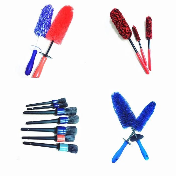 auto vehicle wheel woolies tyre rim cleaner wool brush set car tire detailing brush