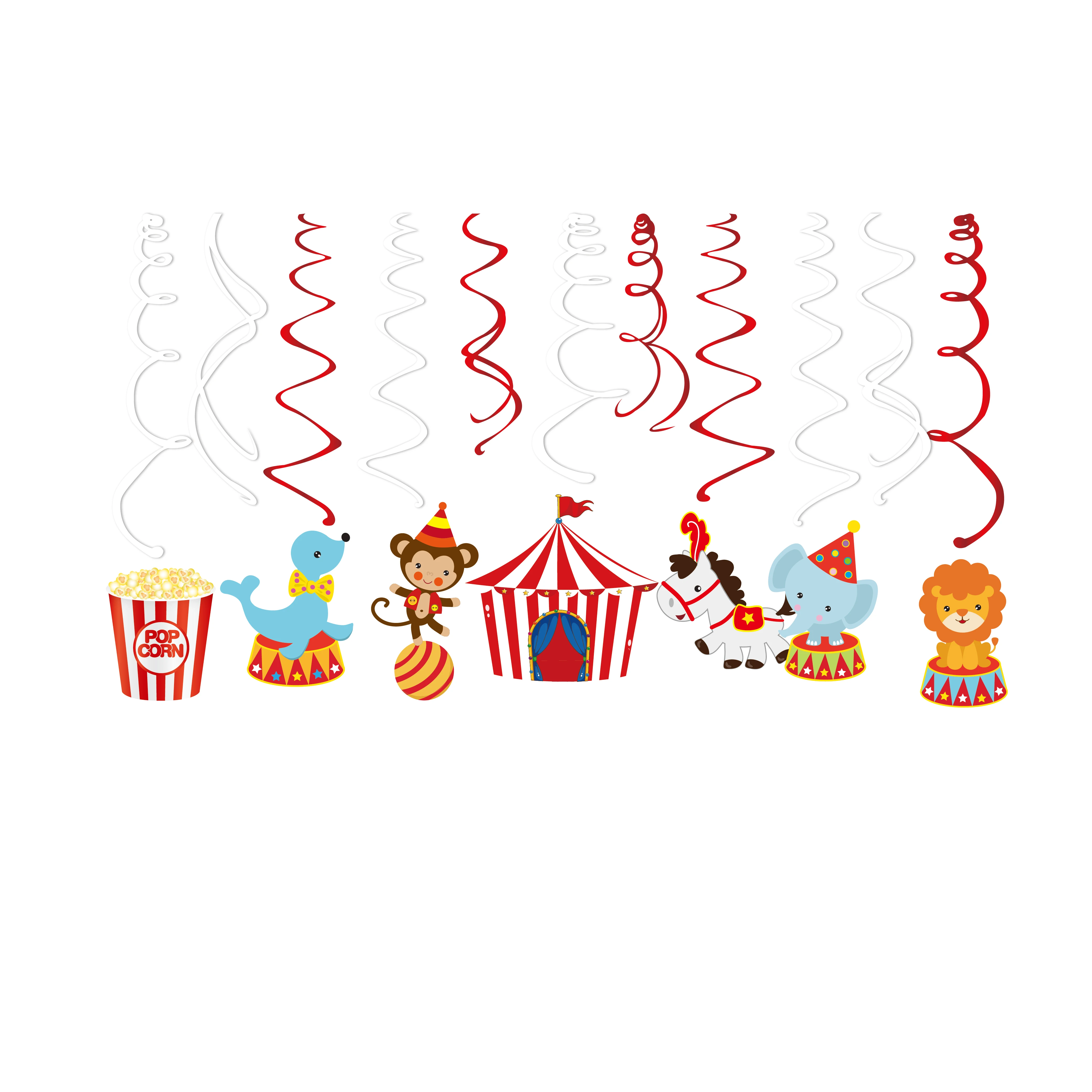 Huancai circus party decoration carnival theme Foil Swirls Banner Hanging Decorations