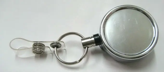High quality carabiner hook retractable round metal badge reel