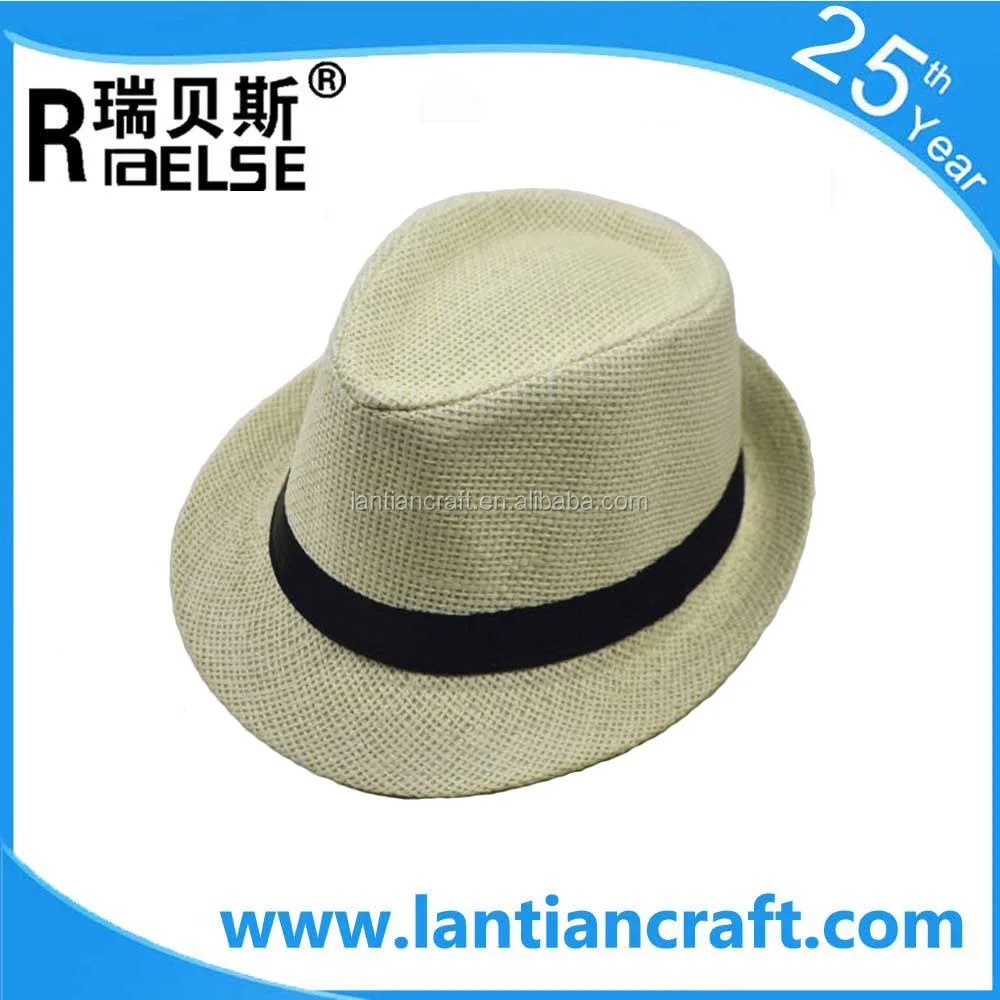 
promotional print logo handmade straw hat paper straw fedora hat 