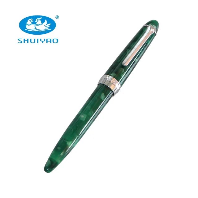 Hot new imports stationery products list green celluloid fountain pen