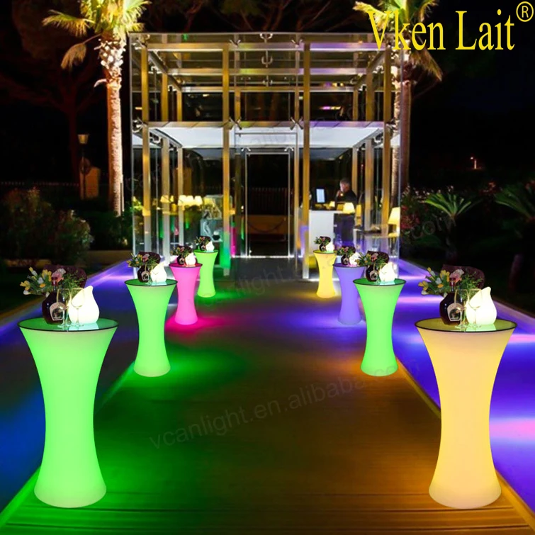 Multi color changing bar table lighting hard plastic led light standing table outdoor plastic light up bar table