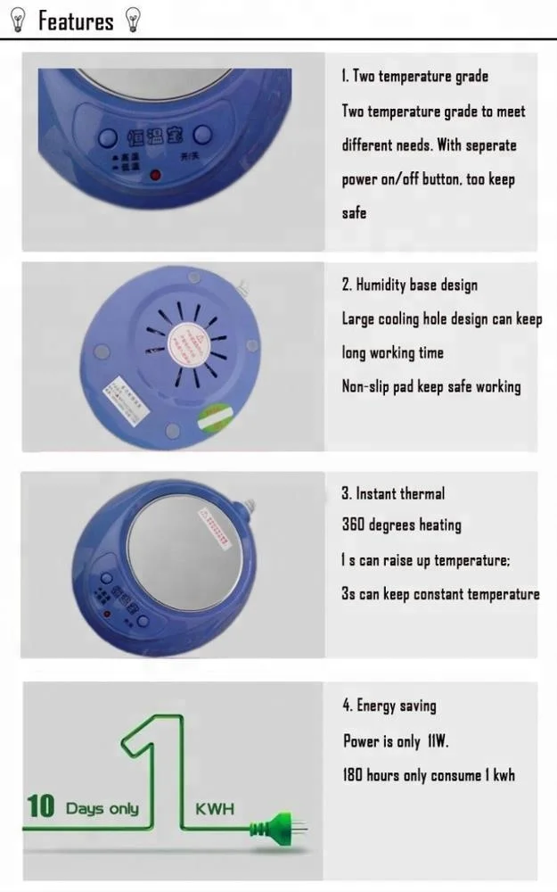 hot saling tea stainless steel heating pad electric mug warmer