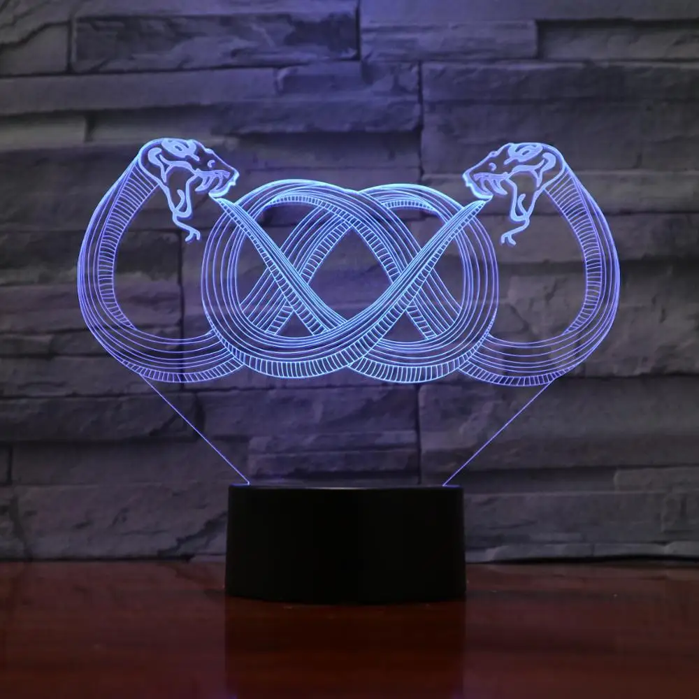 Snake shape decorative bedside lamp 3d visual home dressing night light