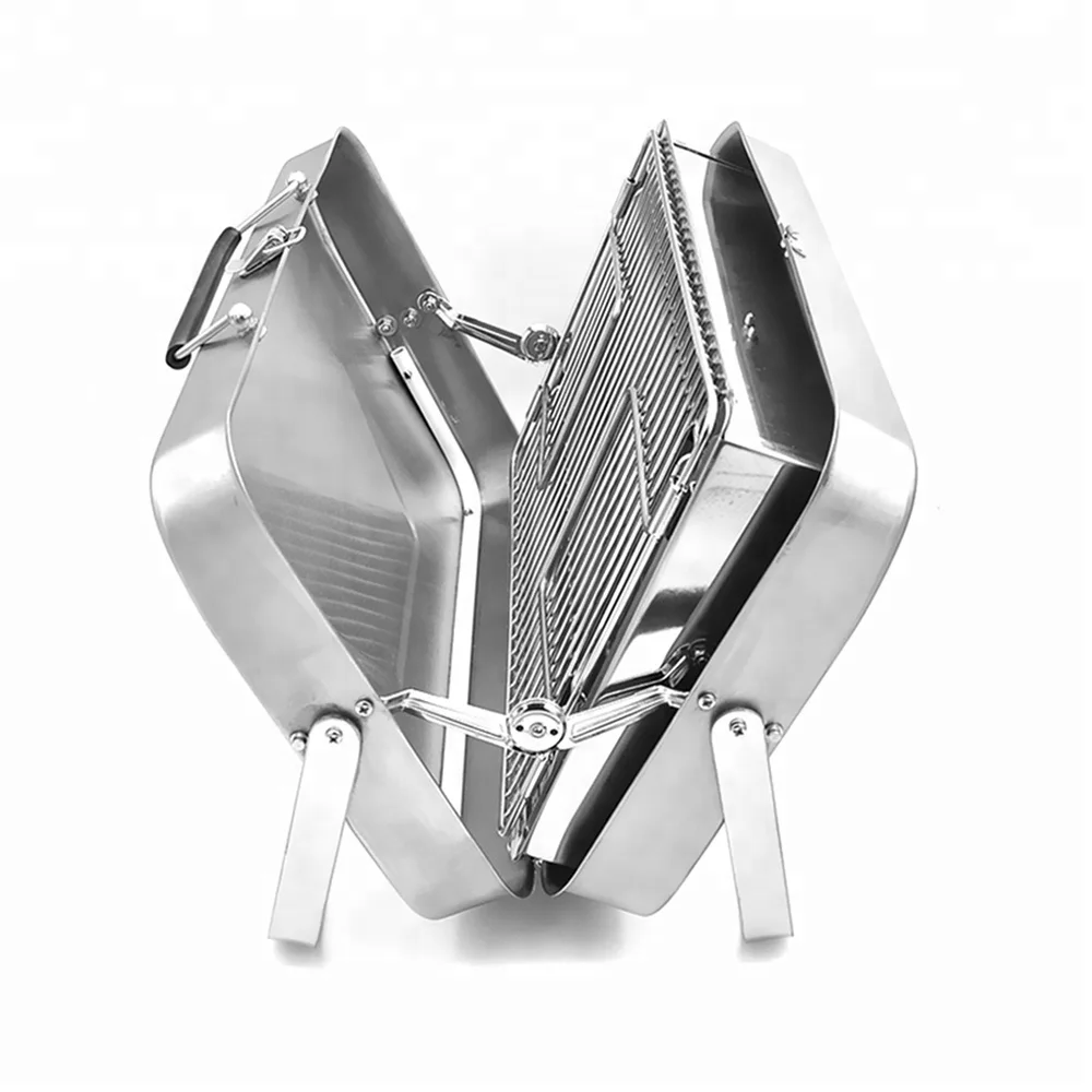 
Picnic Easily Assembled Outdoor Camping Spits Stainless Steel Foldable Charcoal Briefcase Car Fish Chicken Balcony BBQ Grill 