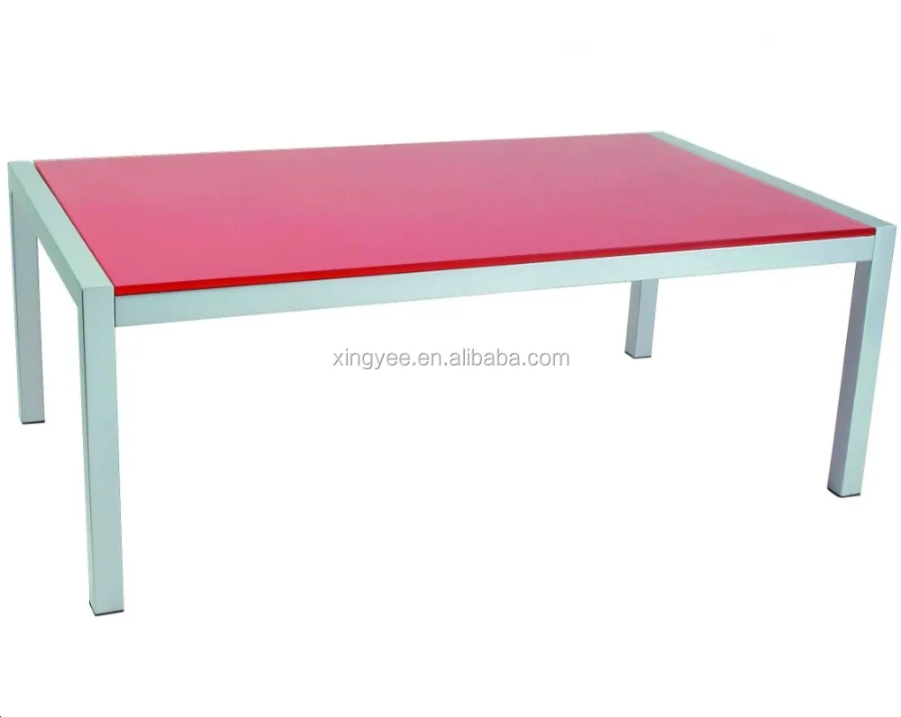 
Modern living room sofa glass center table design powder coating metal frame coffee tables red black lacquer glass coffee table 