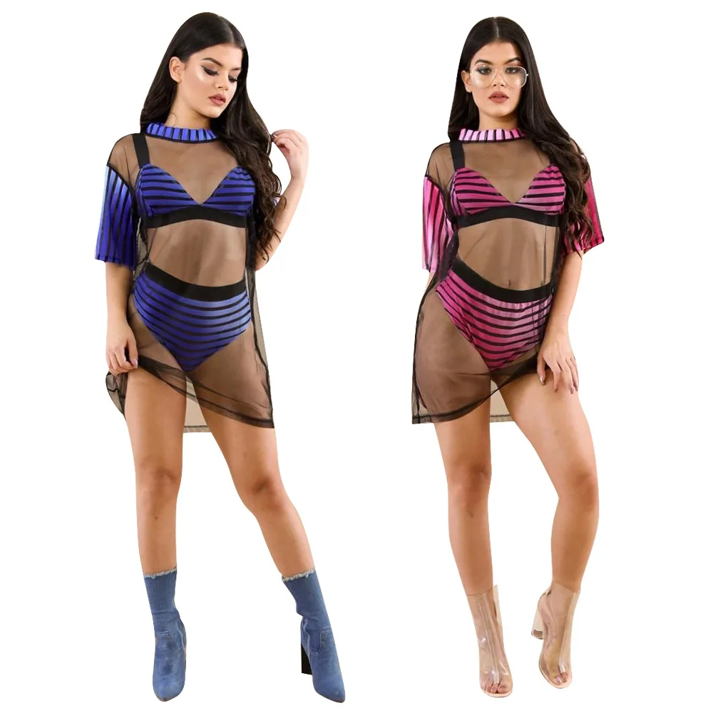 B34093A 2018 Fancy designer most sexy Hot women 3pcs beach swimwear