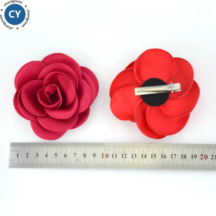 11 colors stock wholesale diy child hair bow with hairpin curling satin fabric flower ribbon bow