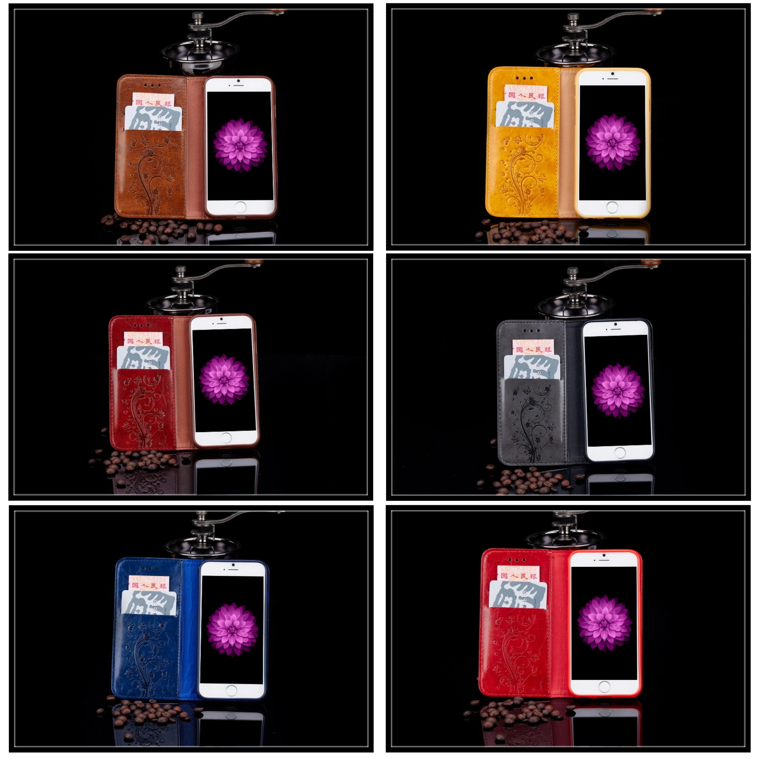 9 Color PU Flip Leather Magnetic Wallet Mobile Phone Case With Card Slot for iPhone 4/5/6/6 plus/7/7 plus/8/8 plus/X/Xs/XR/X Max