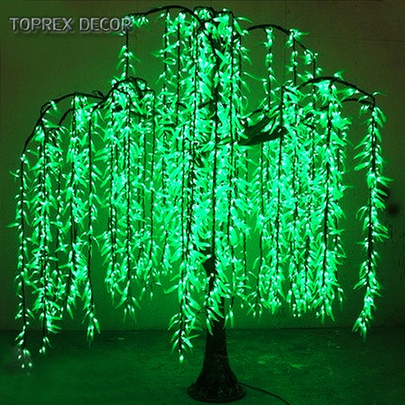 Outdoor decoration IP65 waterproof artificial led lighted weeping willow tree