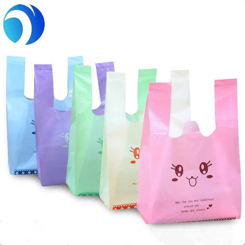 Shopping Bag HDPE Ldprubberpbatblackom Logo Prinplasticrn Starch Supermarket Compostable T-shirt 100% Biodegradable Plastic