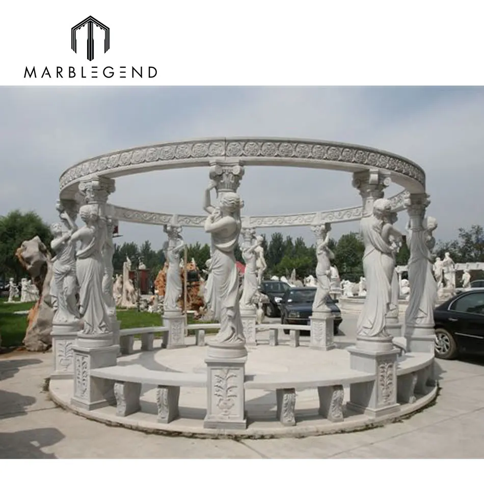 
Greek Style Factory Price Natural Stone China Limestone Woman Statues Gazebo 
