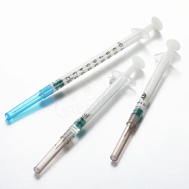 Safety ad syringe 2 parts disposable auto destruct self destructive 1ml 0.5ml auto disable syringe with needle