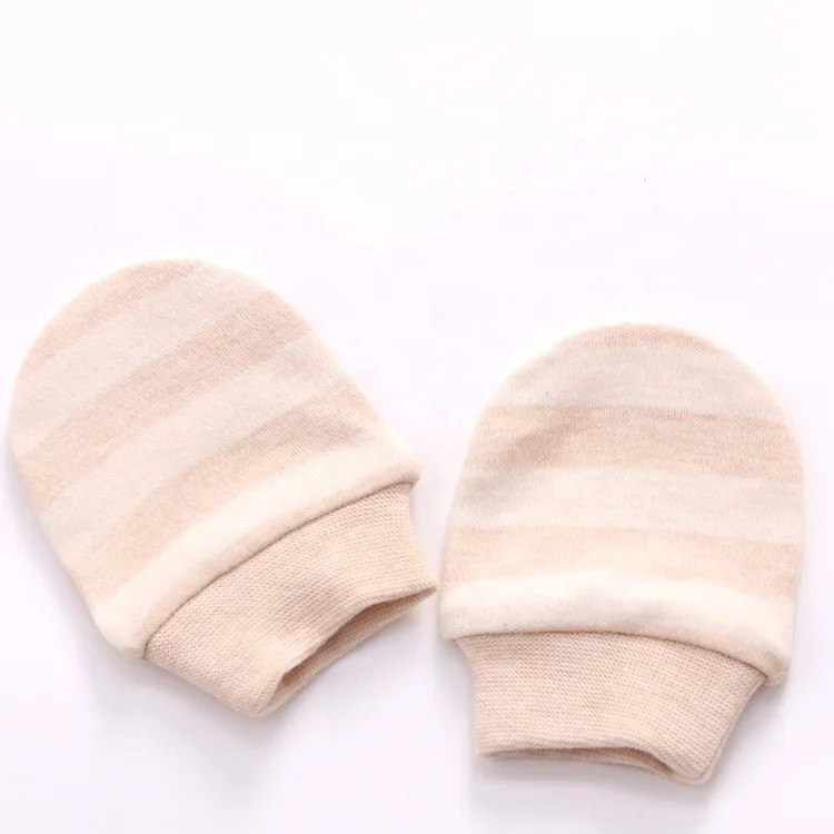 Guangzhou manufacture custom GOTS certificate 100% organic cotton winter warm newborn baby scratch mittens