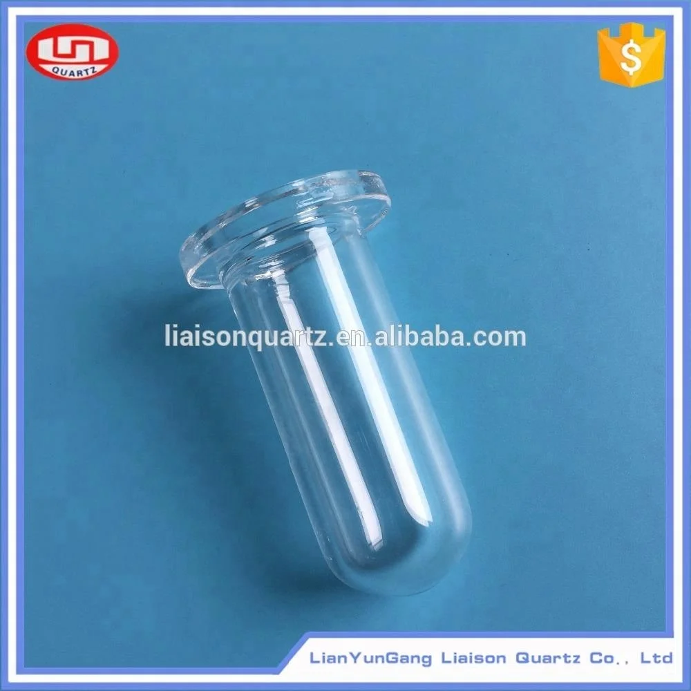 Polished round fused quartz tube with flange