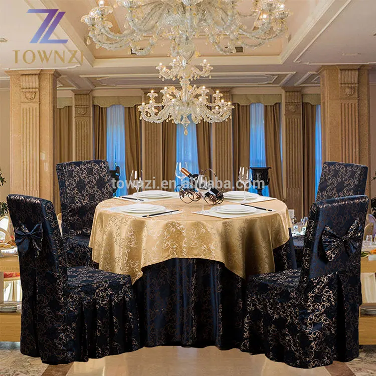 Отель обеденный стул чехол вышитый круглый банкетный скатерть ткань Жаккардовые чехлы для