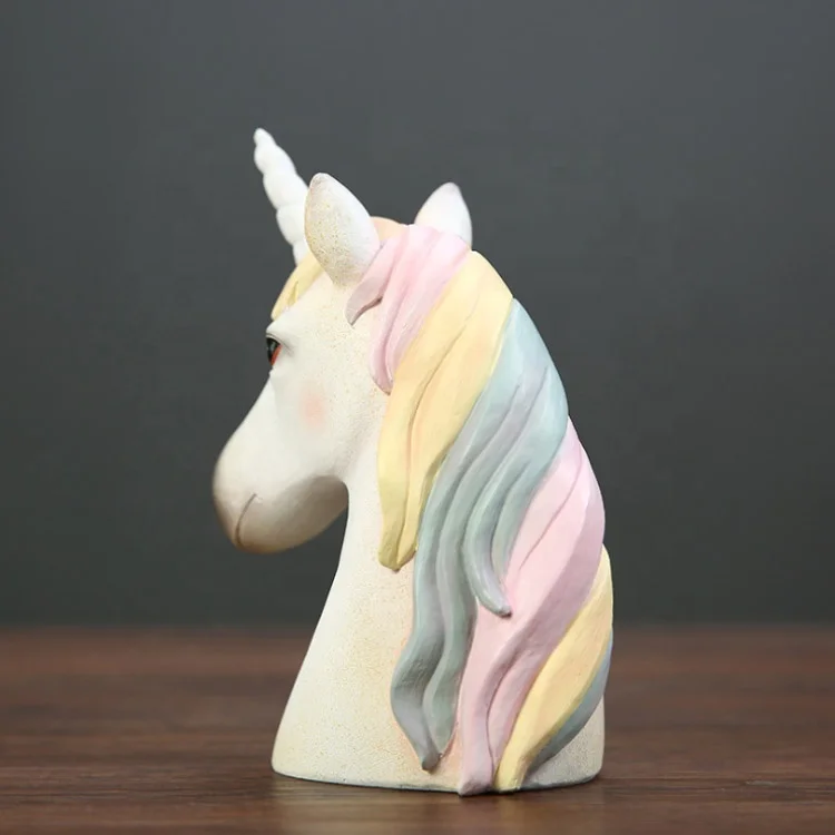 Custom promo eco Christmas gift horse unicorn head resin figurine for kids