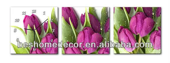 тюльпан настенная живопись часы, розовые часы