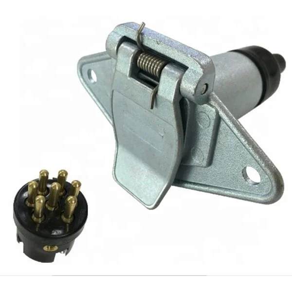Made in China  7 Pin 7 way  trailer small round metal trailer socket