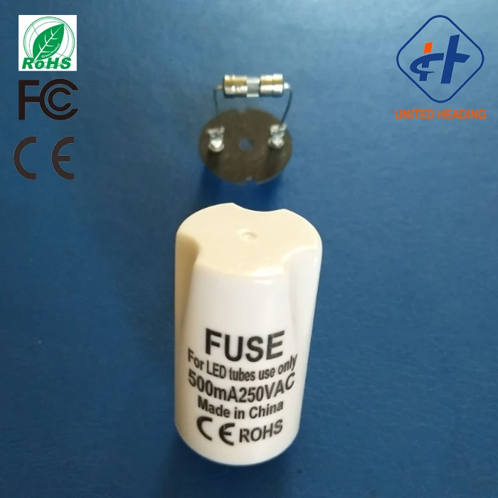 0.5A/1A/2A/2.5A fuse led lamp starter PC/PP out shell copper pin led lamp starter with fuse