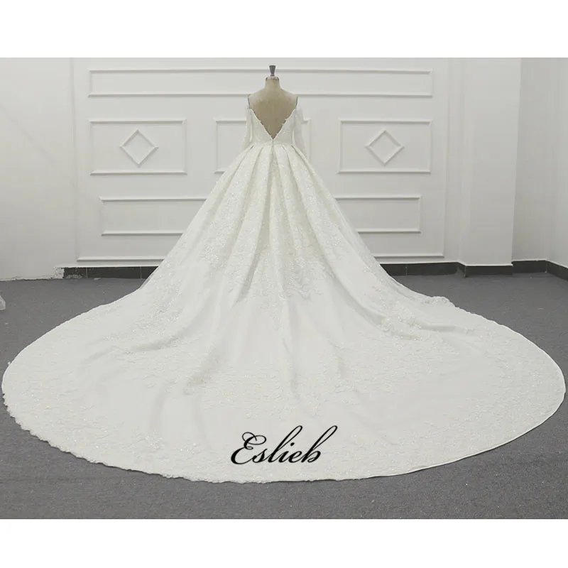 Eslieb SJ026 Elegant Gold Wedding Dresses With Sequins Ball Gown Arabic Luxurious Wedding Gowns dress 2019 Robe