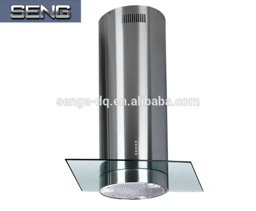 SENG Kitchen Tempered Glass Round Island Mounted Stainless Steel Range Hood