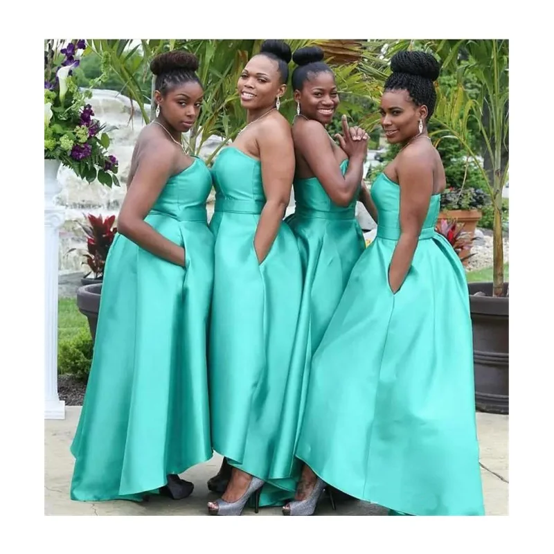 A Line Cheap Satin Fat Women Bridesmaid Dress