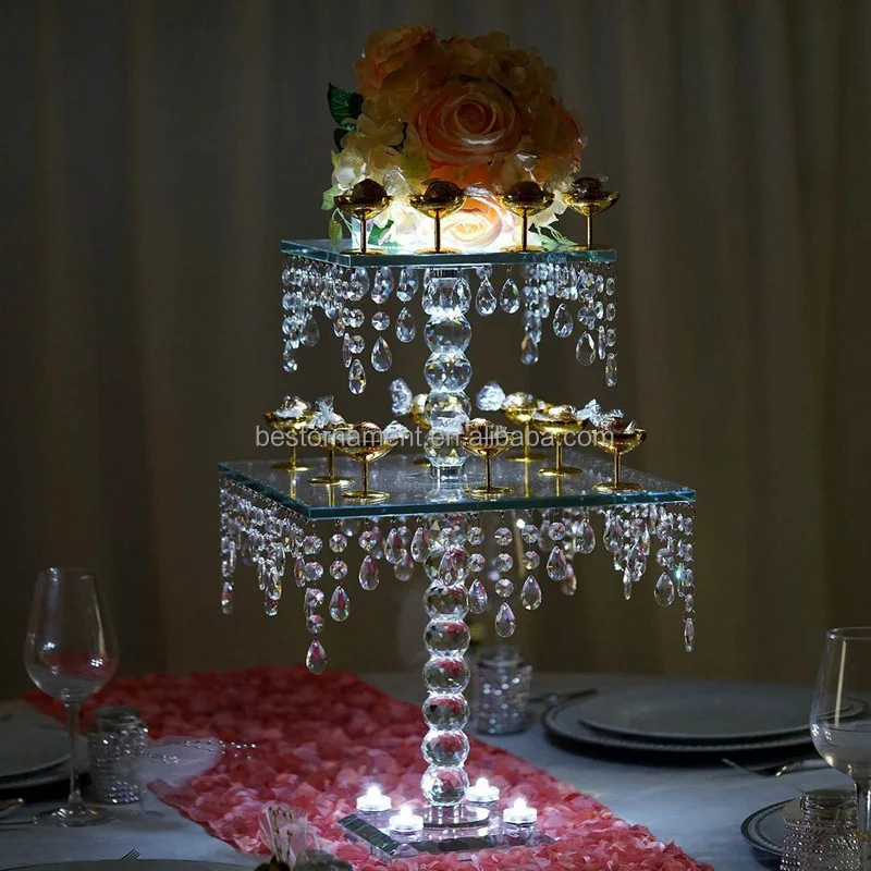 Хрустальная люстра ручной работы 21 дюйм, квадратный декор для свадебного торта