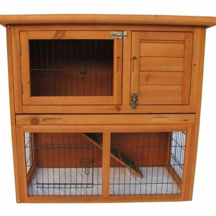 New 2 Storey Portable Wooden Rabbit Hutch Wooden Chicken Duck Pet Poultry Hutch Coop Cage