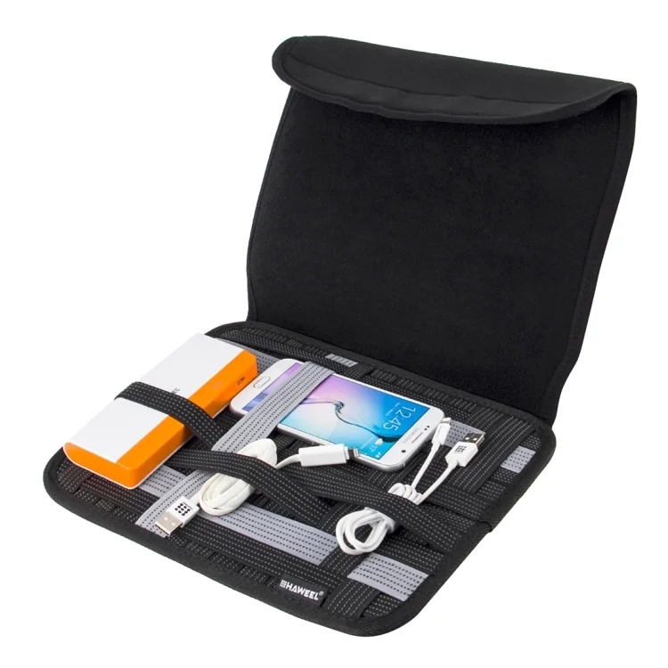 High Quality HAWEEL 10 inch Tablet Wrap Organizer Neoprene Digital Storage Pocket Bag(Black)