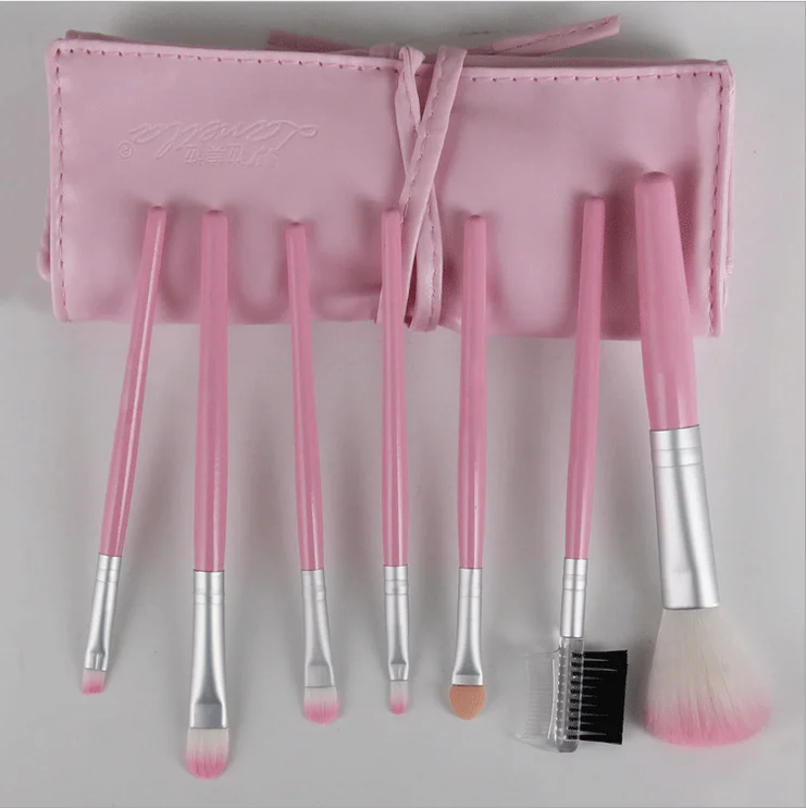 7 шт. розовая Кисть для макияжа в форме сердца девочки с упаковкой и расческа для ресниц и бровей кисти для макияжа
