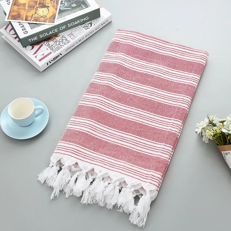 Turkish 100% Cotton Tassels Terry Beach Towel Custom Printed Wholesale Jacquard Beach Turkish Towel For Spa Hotel Picnic Beach