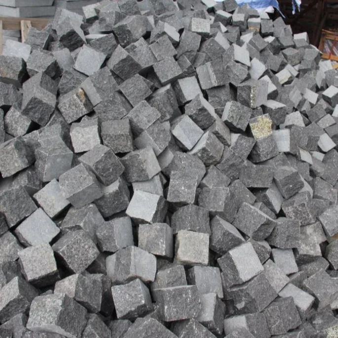 20x20 outdoor natural stone g684 black granite cobblestone paver