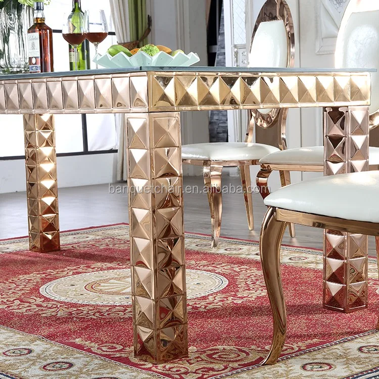 
High grade Mirror glass /tempered glass stainless steel base wedding table 