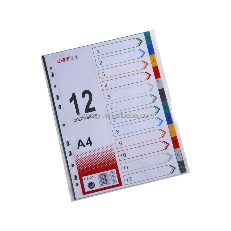 
US-012 12 pages A4 Index Divider paper index divider 