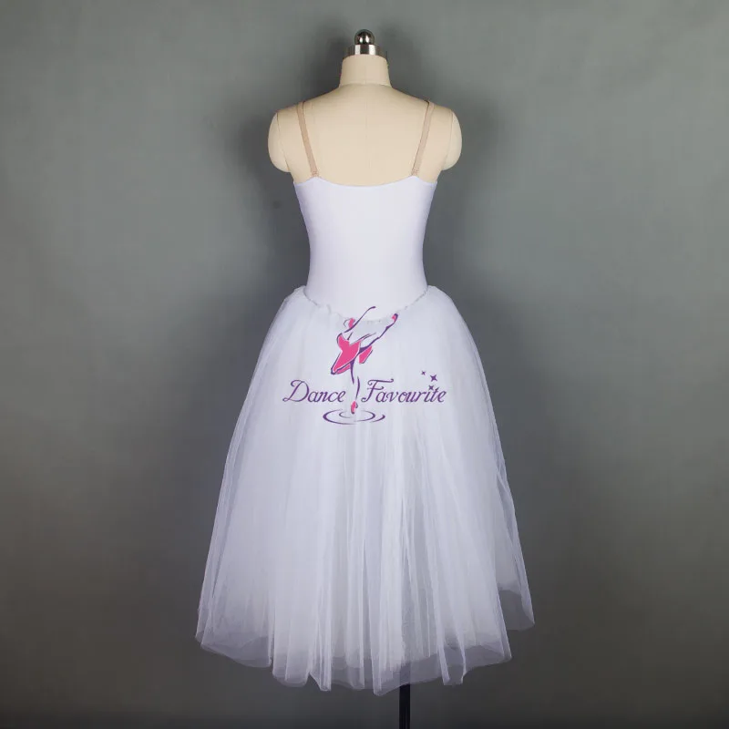 White Camisole Style Long Ballet Dance Tutu Dress for Child and Adult Performance 18008