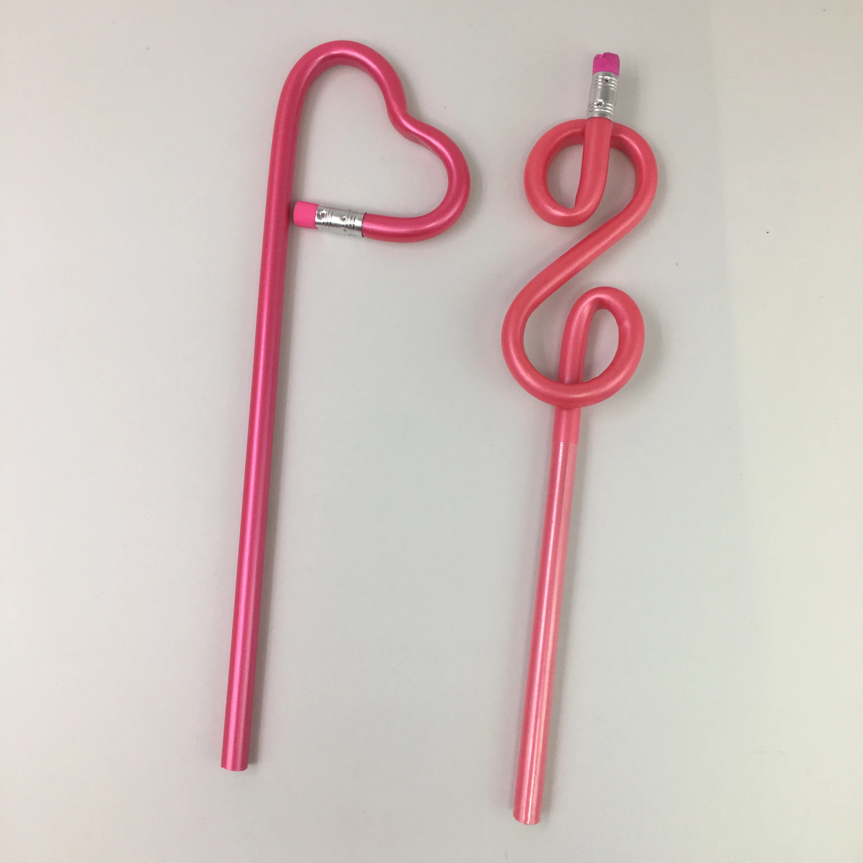 custom modelling pencil synthetic wood heart bear shaped topper solid color body diverting pencils for kids