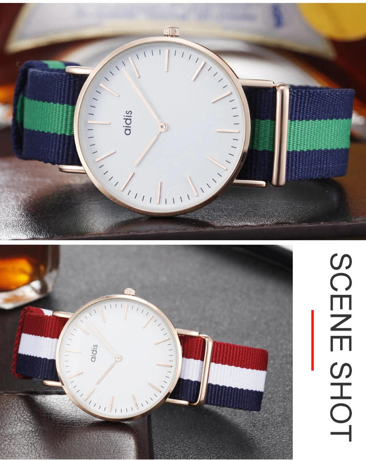 2019 Newest Free Sample Women Watch Waterproof Girl Watch Brand Alloy Fashion Unisex Charm Quartz Water Resistant Nylon Pointer