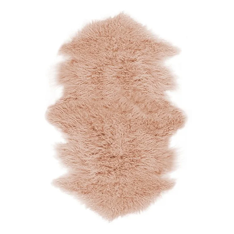 Горячая Распродажа розовый монгольский шерстяной ковер из овчины длинный кудрявый ковер из овчины