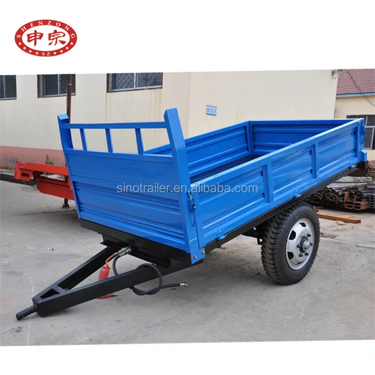 simple 2 tons single axle 2 wheels tractor trailer on wheel