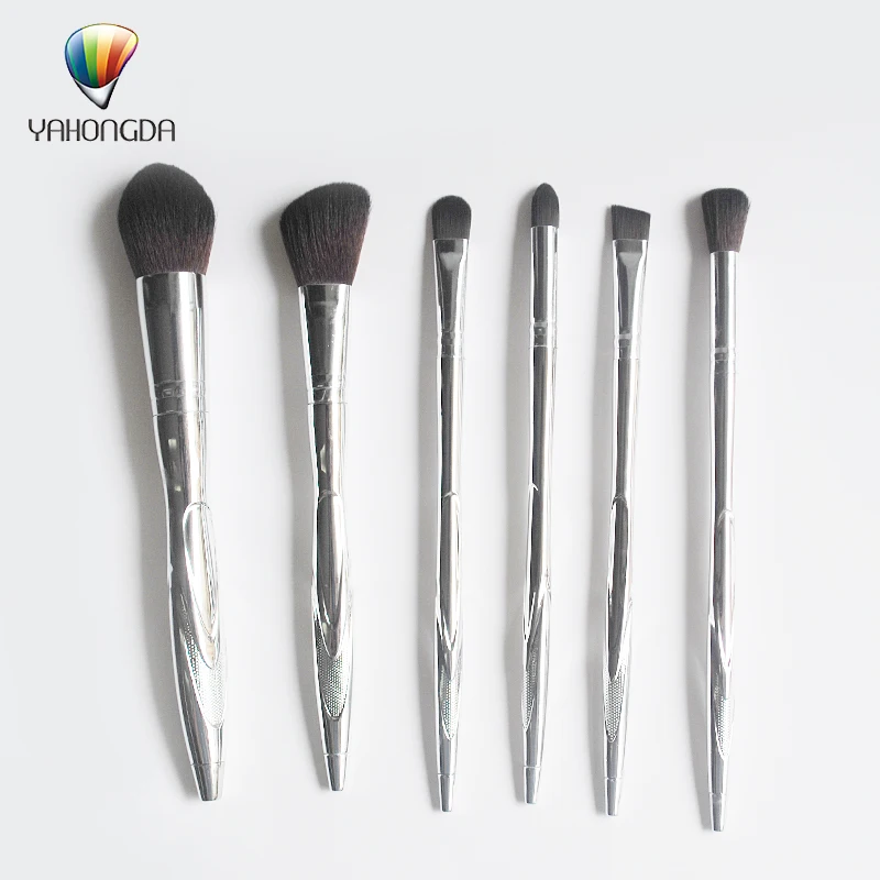 Hot Now Factory  6 Pieces Make Up Brushes Plastic Handle Design Brush Makeup Set
