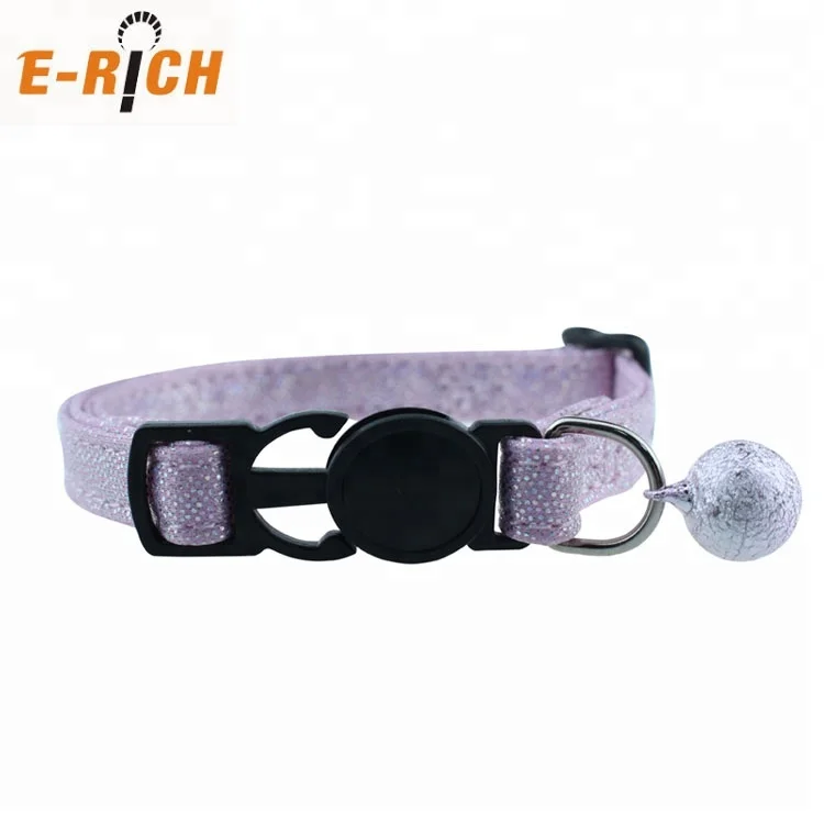 Hot Sale Bling Inflatable Cat Collar Pu Breakaway Leather Pet trainer Collar with Bling Bell