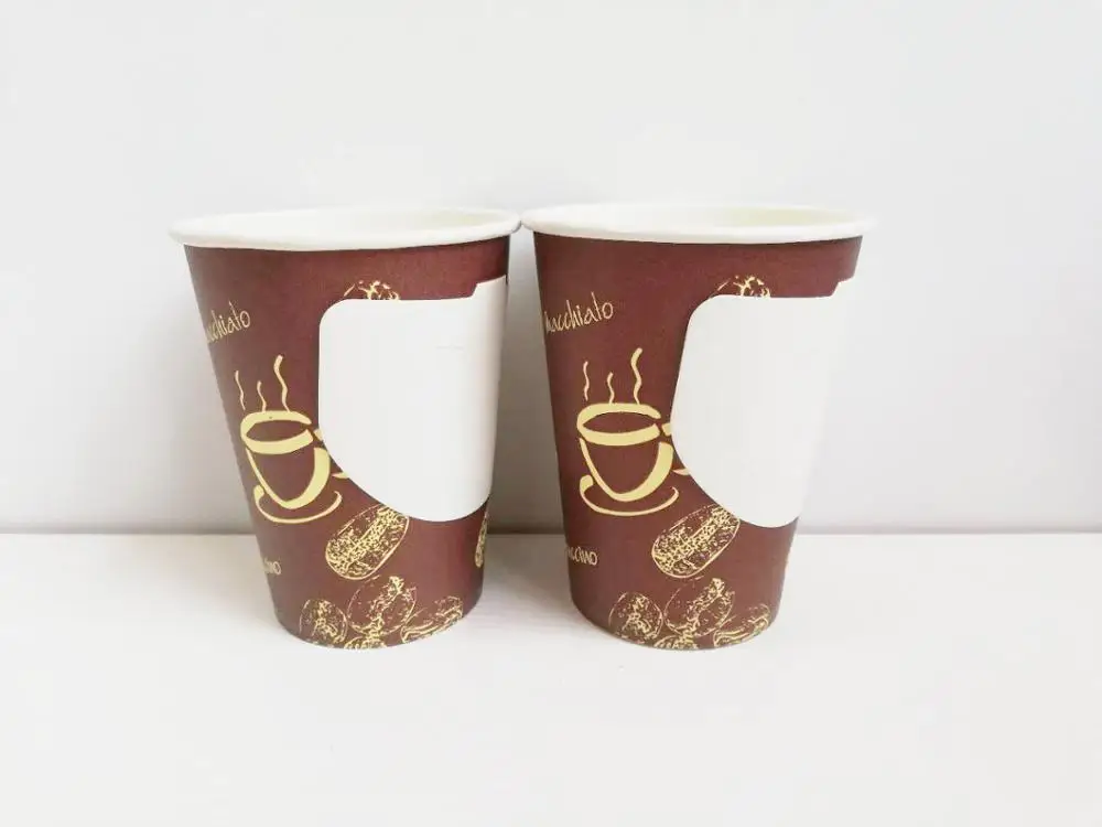 colorful 9oz cheap disposable coffee paper cup with handle single wall take away tea cup