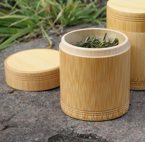 Natural bamboo tea canister